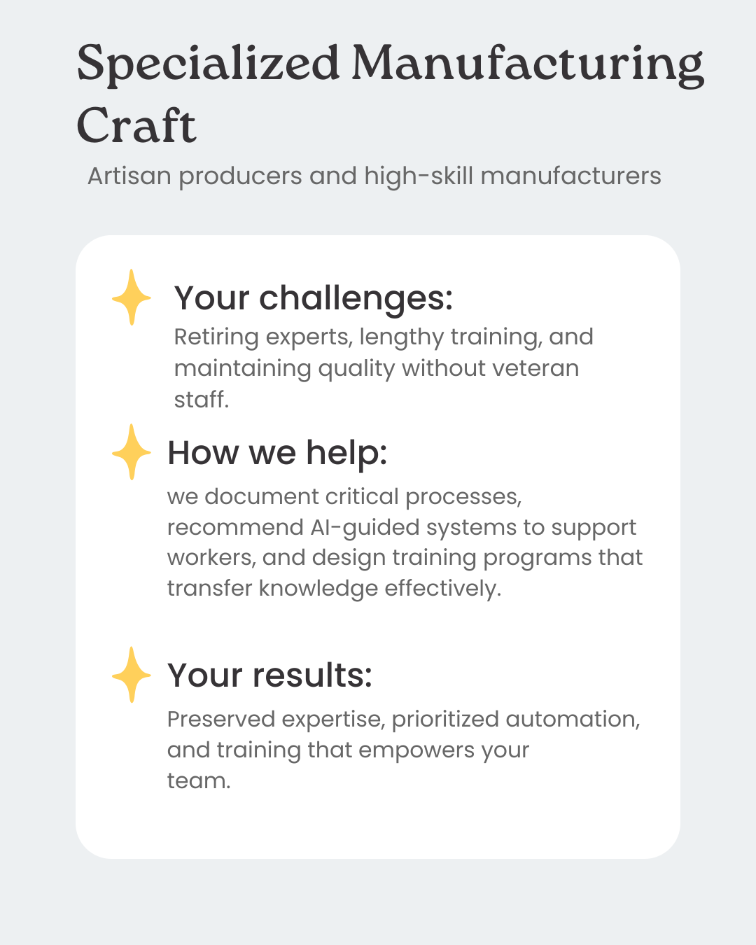 Specialized Manufacturing Craft
